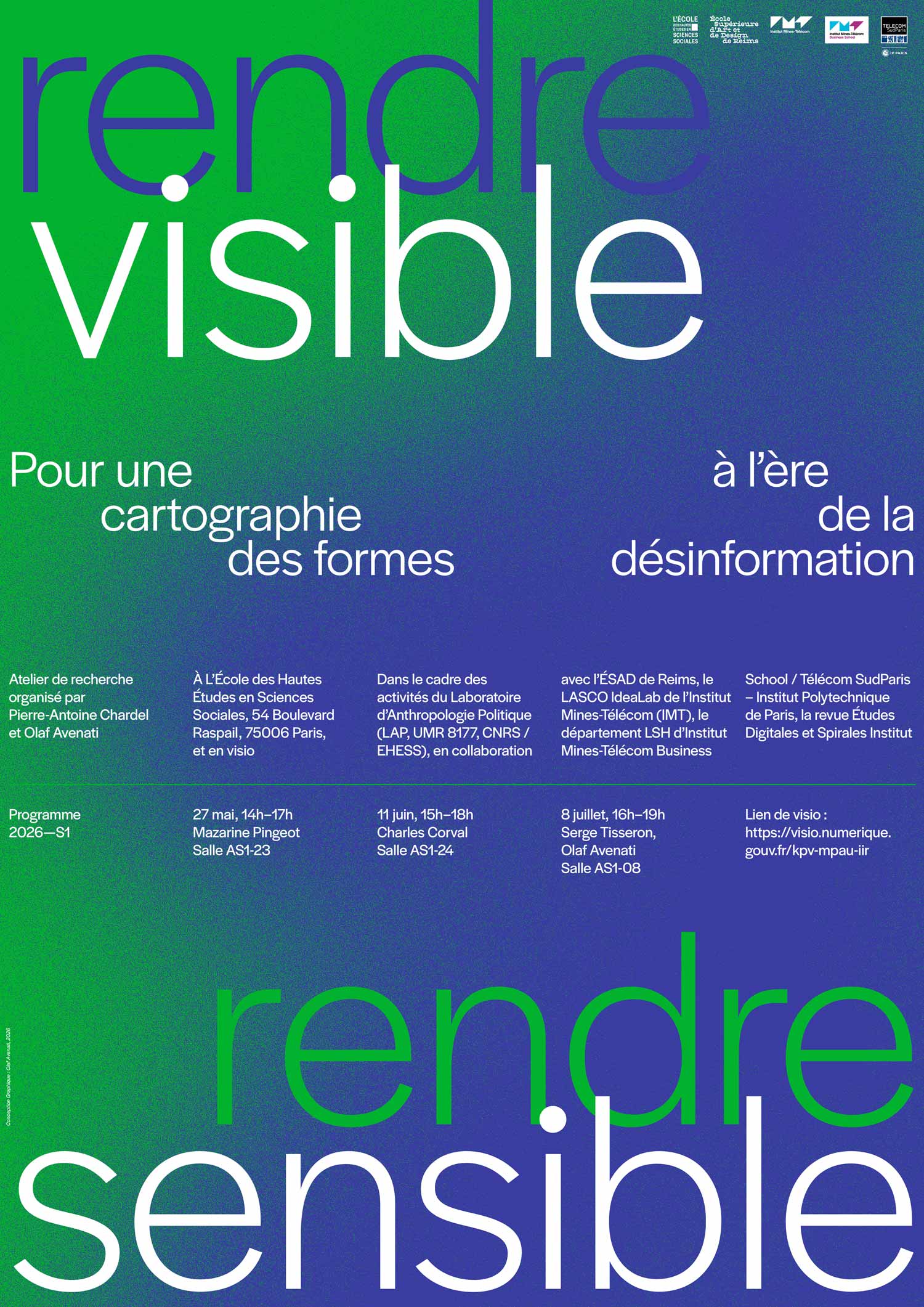 Atelier de recherche Rendre visible, rendre sensible - affiche - 2026